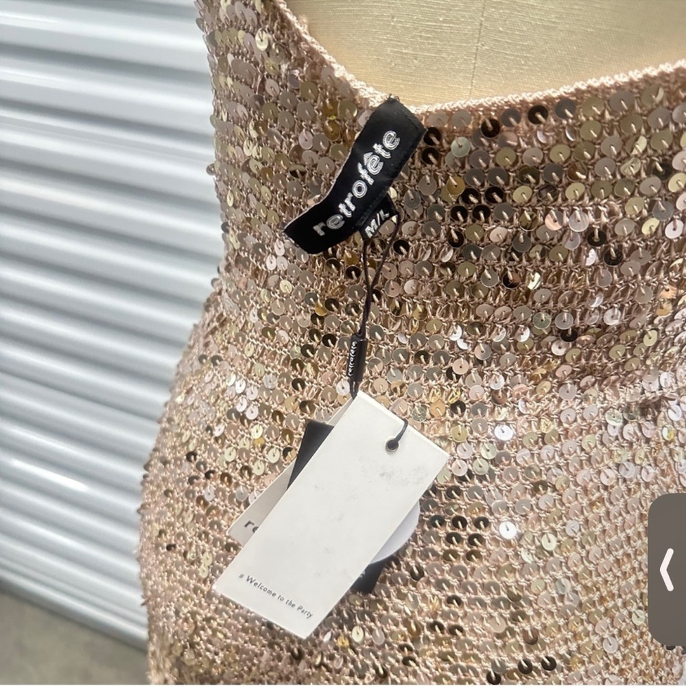 Retrofete - Ellian Sequin Dress - NEW - Large - Champagne Rose Gold - Picture 15 of 17
